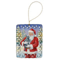Korat Cat with Santa Claus Porcelain Ornament Christmas Tree Hanging Decorations for Home Christmas Holiday, Rectangle, Gift, Multicolor