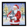 Korat Cat with Santa Claus Framed Metal Print Bathroom, Kitchen, Office, Home Decor Wall Art Ready to Hang, Square, 8X8