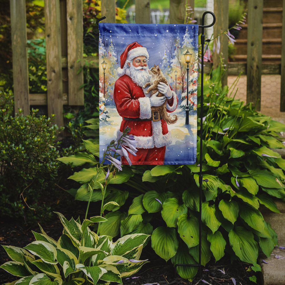 LaPerm Cat with Santa Claus Garden Flag Mailbox Decorative Yard Banner Outside Patio Artwork for Flower Beds, Garden Size, Multicolor