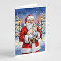 Lynx Point Cat with Santa Claus Greeting Cards Pack of 8 Blank Cards with Envelopes Whimsical A7 Size 5x7
