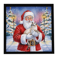 Lynx Point Cat with Santa Claus Framed Metal Print Bathroom, Kitchen, Office, Home Decor Wall Art Ready to Hang, Square, 8X8