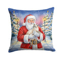 Lynx Point Cat with Santa Claus Decorative Throw Pillow 14x14 Indoor Outdoor Accent Cushion, Fabric Cover with Insert for Sofa, Bed, Porch & Living Room
