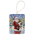 MaineCoon Brown Tabby Cat with Santa Claus Porcelain Ornament Christmas Tree Hanging Decorations for Home Christmas Holiday, Rectangle, Gift, Multicolor