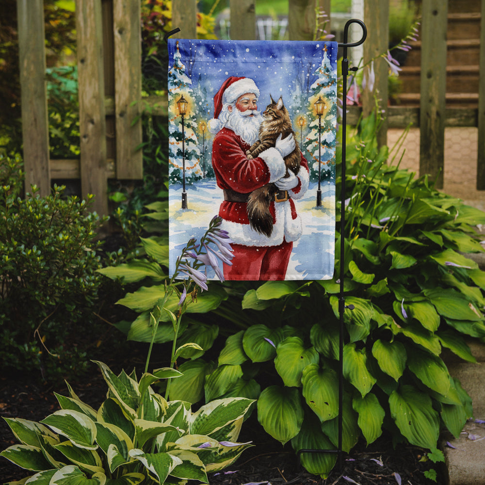MaineCoon Brown Tabby Cat with Santa Claus Garden Flag Mailbox Decorative Yard Banner Outside Patio Artwork for Flower Beds, Garden Size, Multicolor
