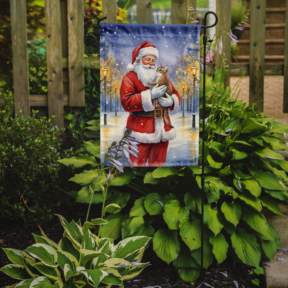 Malayan Cat with Santa Claus Garden Flag Mailbox Decorative Yard Banner Outside Patio Artwork for Flower Beds, Garden Size, Multicolor
