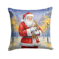Malayan Cat with Santa Claus Decorative Throw Pillow 14x14 Indoor Outdoor Accent Cushion, Fabric Cover with Insert for Sofa, Bed, Porch & Living Room