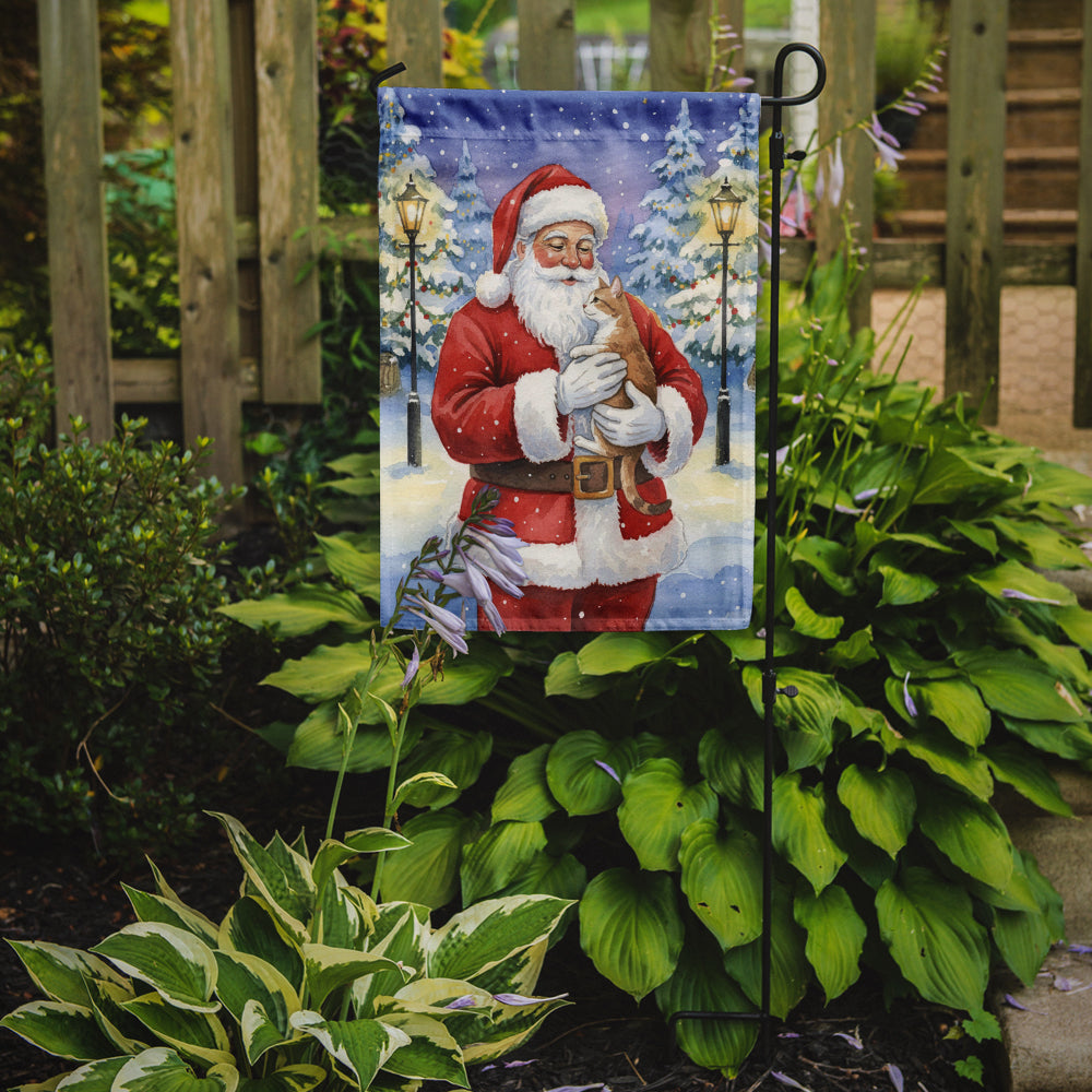 Manx Cat with Santa Claus Garden Flag Mailbox Decorative Yard Banner Outside Patio Artwork for Flower Beds, Garden Size, Multicolor