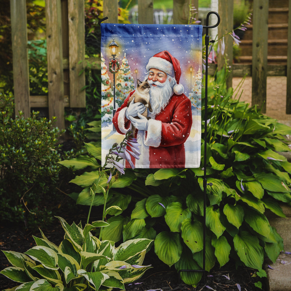 Mekong Bobtail Cat with Santa Claus Garden Flag Mailbox Decorative Yard Banner Outside Patio Artwork for Flower Beds, Garden Size, Multicolor