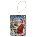 Norwegian Forest Cat Brown Tabby with Santa Claus Porcelain Ornament Christmas Tree Hanging Decorations for Home Christmas Holiday, Rectangle, Gift, Multicolor
