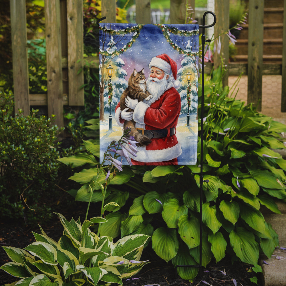 Norwegian Forest Cat Brown Tabby with Santa Claus Garden Flag Mailbox Decorative Yard Banner Outside Patio Artwork for Flower Beds, Garden Size, Multicolor
