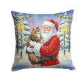 Norwegian Forest Cat Brown Tabby with Santa Claus Decorative Throw Pillow 18x18 Indoor Outdoor Accent Cushion, Fabric Cover with Insert for Sofa, Bed, Porch & Living Room