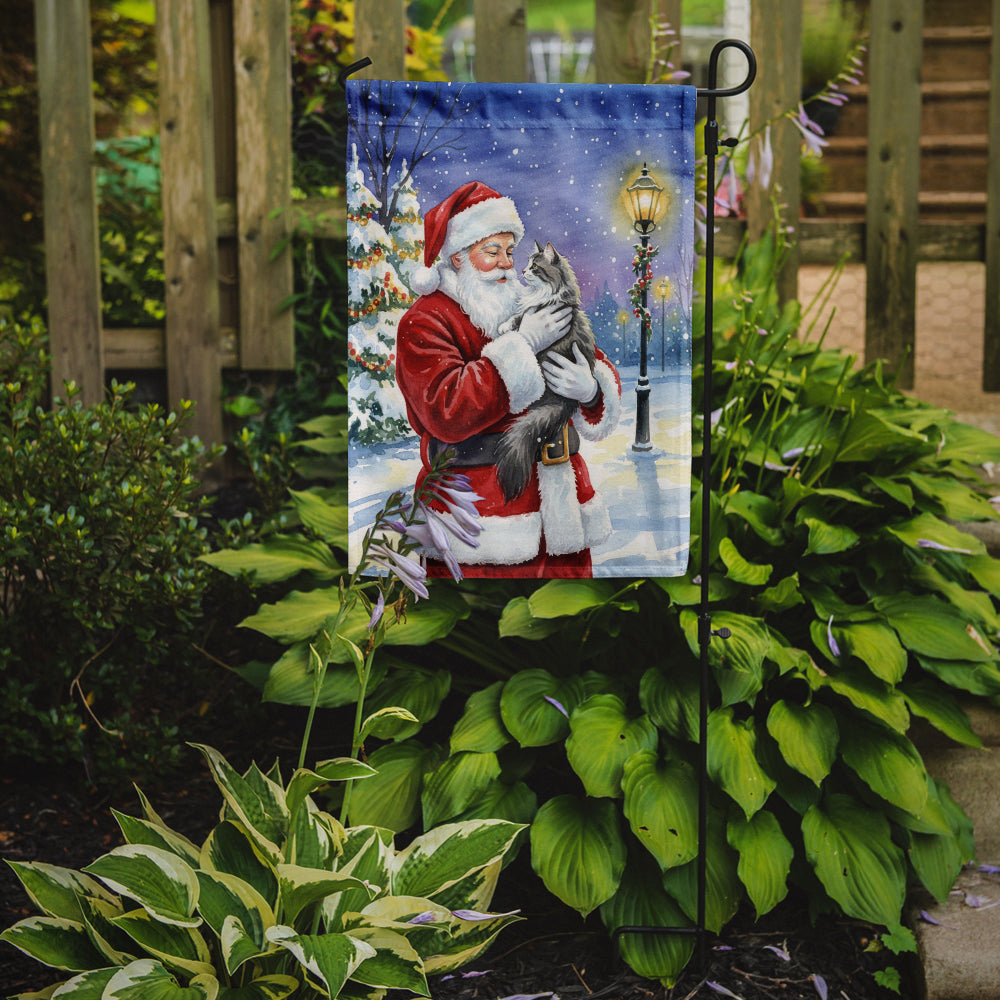 Norwegian Forest Cat Gray and White with Santa Claus Garden Flag Mailbox Decorative Yard Banner Outside Patio Artwork for Flower Beds, Garden Size, Multicolor