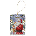 Orange and White Cat with Santa Claus Porcelain Ornament Christmas Tree Hanging Decorations for Home Christmas Holiday, Rectangle, Gift, Multicolor