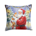 Orange and White Cat with Santa Claus Decorative Throw Pillow 14x14 Indoor Outdoor Accent Cushion, Fabric Cover with Insert for Sofa, Bed, Porch & Living Room