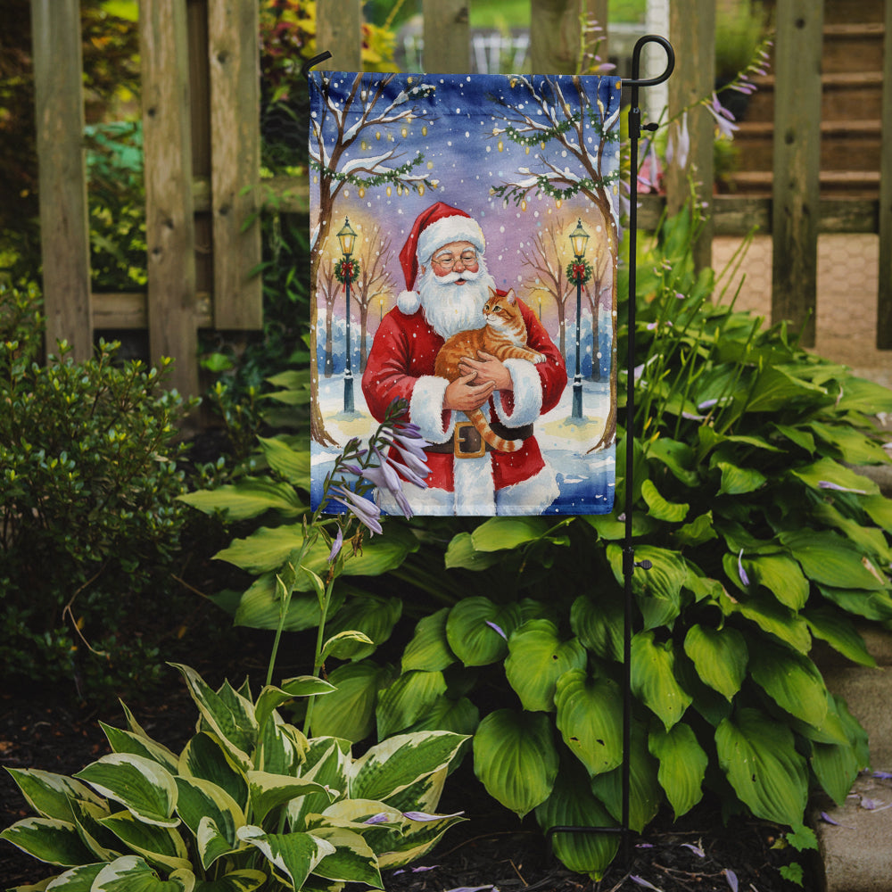 Orange Classic Tabby Cat with Santa Claus Garden Flag Mailbox Decorative Yard Banner Outside Patio Artwork for Flower Beds, Garden Size, Multicolor