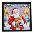 Orange Classic Tabby Cat with Santa Claus Framed Metal Print Bathroom, Kitchen, Office, Home Decor Wall Art Ready to Hang, Square, 8X8