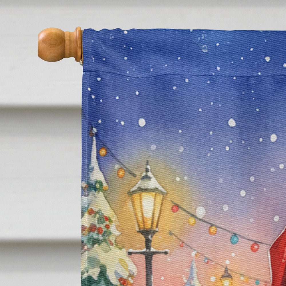 Orange Mackerel Tabby Cat with Santa Claus House Flag 28x40 Porch Sleeve Pole Decorative Outside Yard Banner Artwork Wall Hanging, Polyester