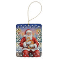 Orange Mackerel Tabby Cat with Santa Claus Porcelain Ornament Christmas Tree Hanging Decorations for Home Christmas Holiday, Rectangle, Gift, Multicolor