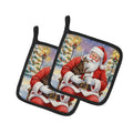 Oriental Shorthair Cat with Santa Claus Pot Holder Set of 2 Heat Resistant Quilted Hot Pads 7.5 x 7.5 Inch, Insulated Kitchen Trivets for Cooking & Baking