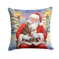Oriental Shorthair Cat with Santa Claus Decorative Throw Pillow 18x18 Indoor Outdoor Accent Cushion, Fabric Cover with Insert for Sofa, Bed, Porch & Living Room
