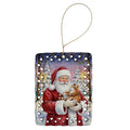 Patched Tabby Cat with Santa Claus Porcelain Ornament Christmas Tree Hanging Decorations for Home Christmas Holiday, Rectangle, Gift, Multicolor