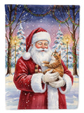 Patched Tabby Cat with Santa Claus Garden Flag Mailbox Decorative Yard Banner Outside Patio Artwork for Flower Beds, Garden Size, Multicolor