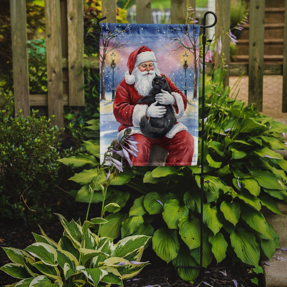 Persian Black Cat with Santa Claus Garden Flag Mailbox Decorative Yard Banner Outside Patio Artwork for Flower Beds, Garden Size, Multicolor