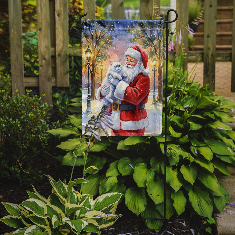 Persian White Cat with Santa Claus Garden Flag Mailbox Decorative Yard Banner Outside Patio Artwork for Flower Beds, Garden Size, Multicolor