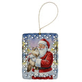 Ragdoll Bicolor Cat with Santa Claus Porcelain Ornament Christmas Tree Hanging Decorations for Home Christmas Holiday, Rectangle, Gift, Multicolor