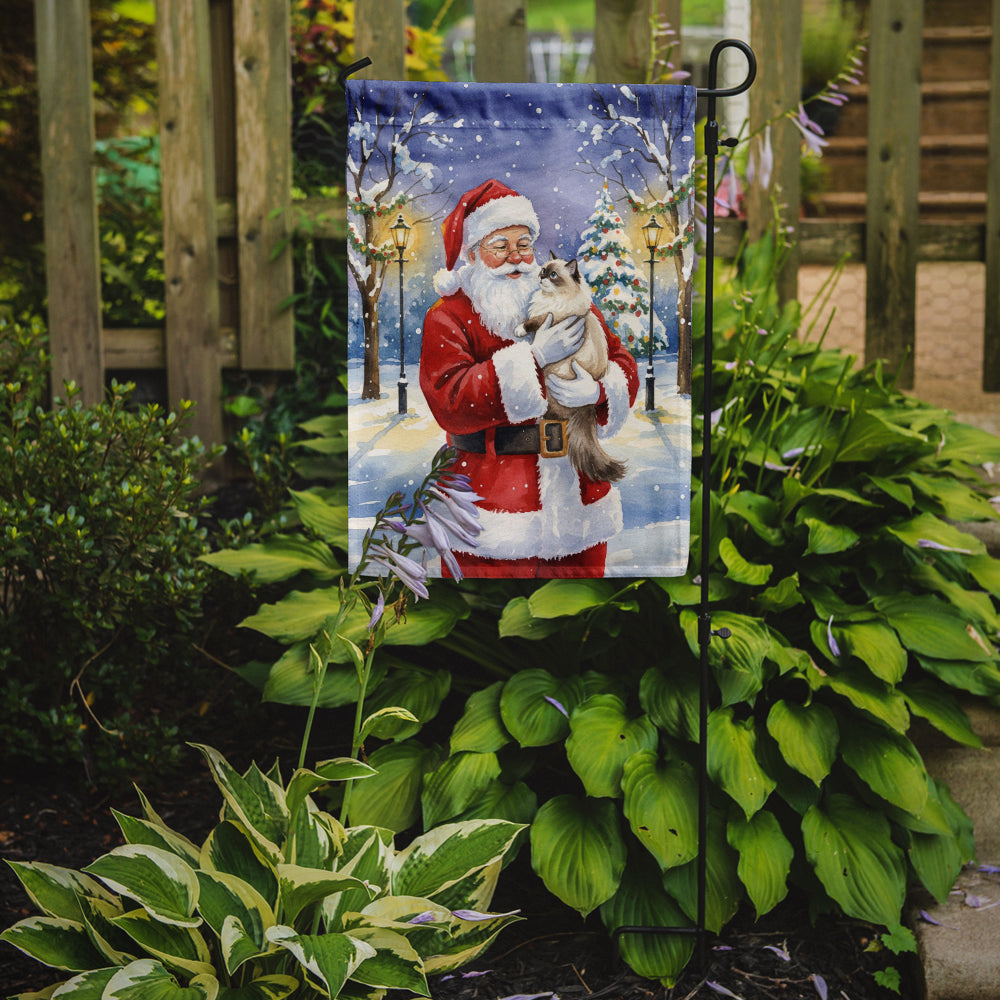 Ragdoll Cat with Santa Claus Garden Flag Mailbox Decorative Yard Banner Outside Patio Artwork for Flower Beds, Garden Size, Multicolor
