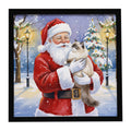 Ragdoll Cat with Santa Claus Framed Metal Print Bathroom, Kitchen, Office, Home Decor Wall Art Ready to Hang, Square, 8X8