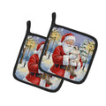 Ragdoll Cat with Santa Claus Pot Holder Set of 2 Heat Resistant Quilted Hot Pads 7.5 x 7.5 Inch, Insulated Kitchen Trivets for Cooking & Baking