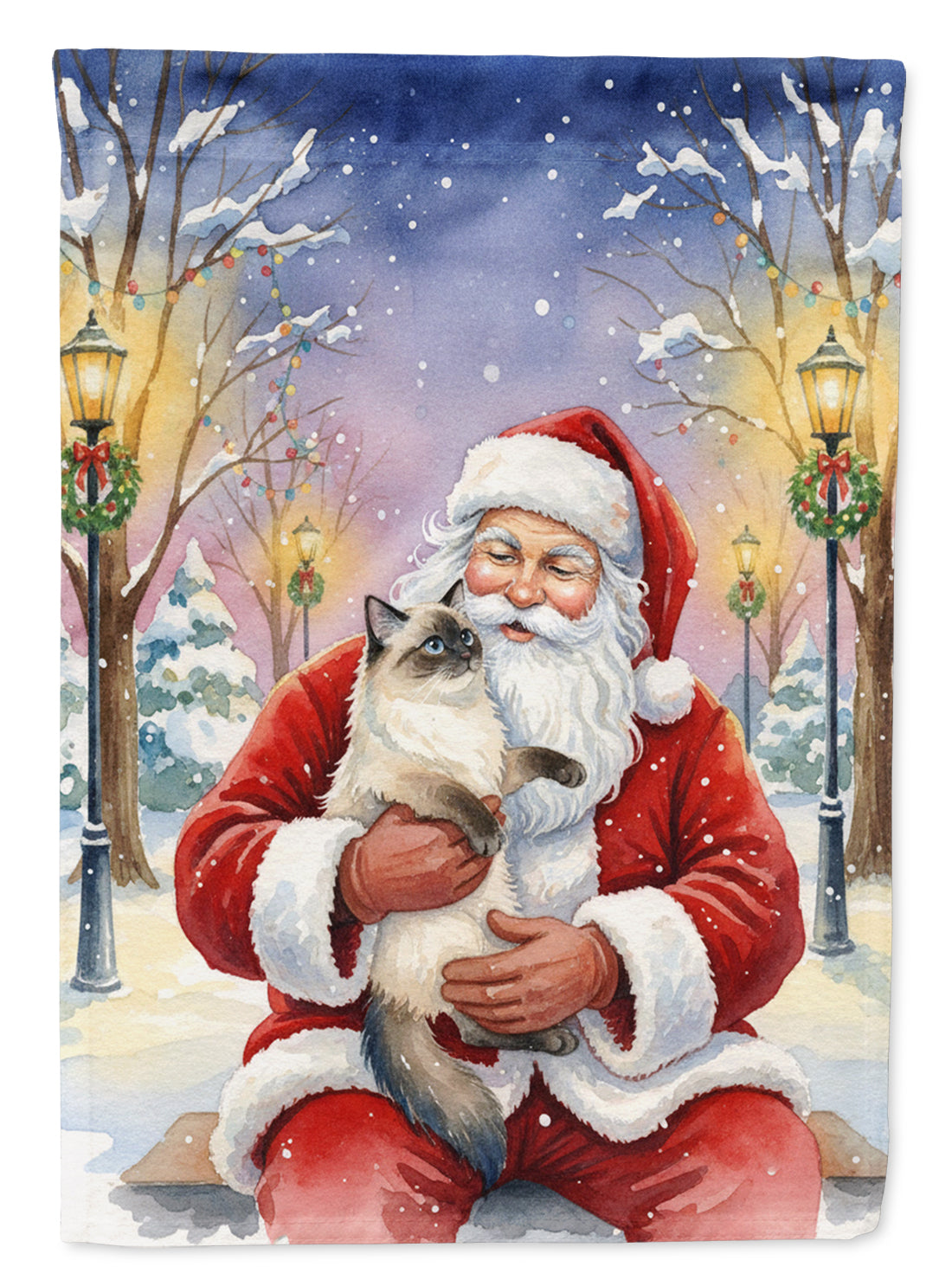 Ragdoll Seal Point with Santa Claus Garden Flag Mailbox Decorative Yard Banner Outside Patio Artwork for Flower Beds, Garden Size, Multicolor