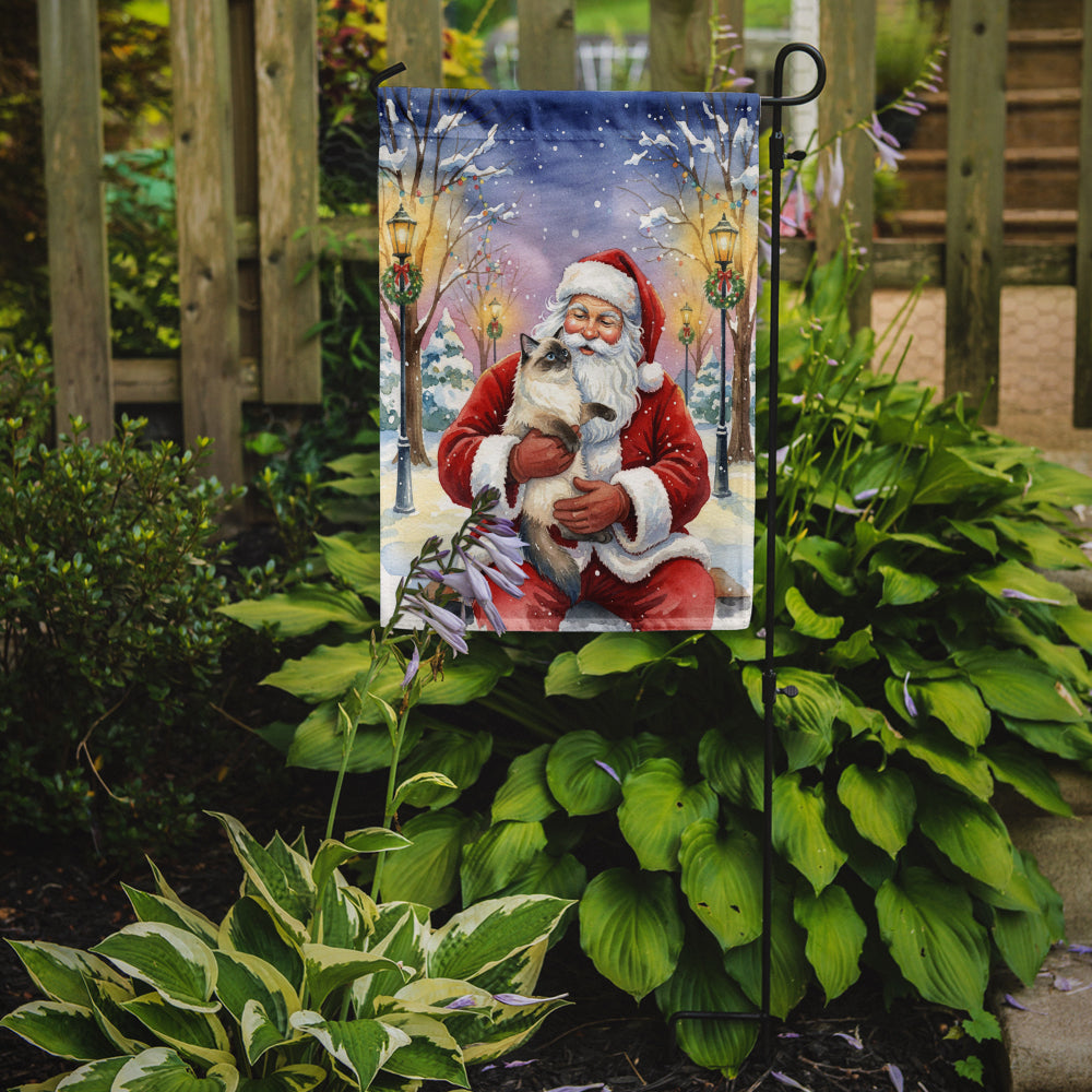 Ragdoll Seal Point with Santa Claus Garden Flag Mailbox Decorative Yard Banner Outside Patio Artwork for Flower Beds, Garden Size, Multicolor