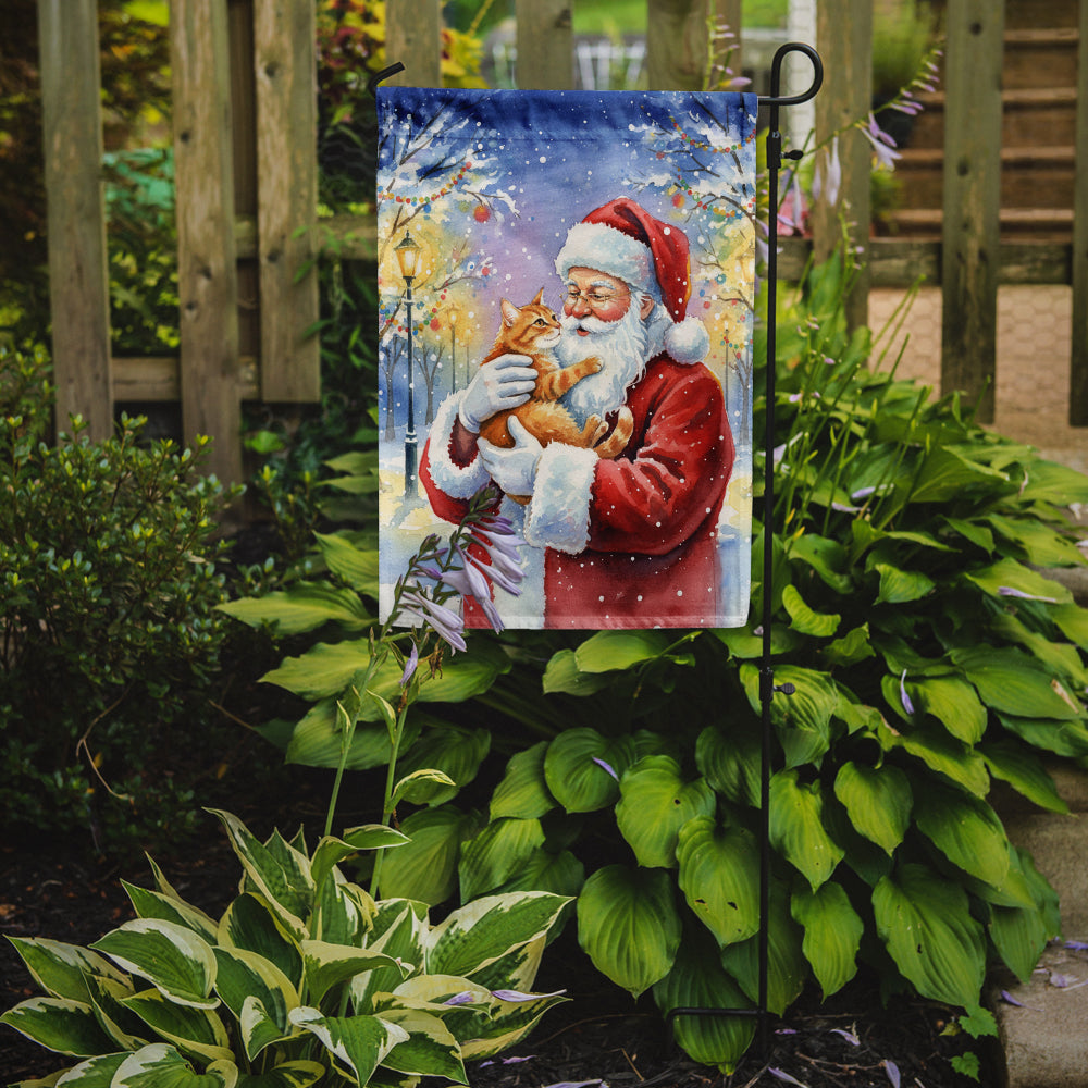 Red Ginger Cat with Santa Claus Garden Flag Mailbox Decorative Yard Banner Outside Patio Artwork for Flower Beds, Garden Size, Multicolor