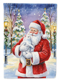 White Cat with Santa Claus Garden Flag Mailbox Decorative Yard Banner Outside Patio Artwork for Flower Beds, Garden Size, Multicolor