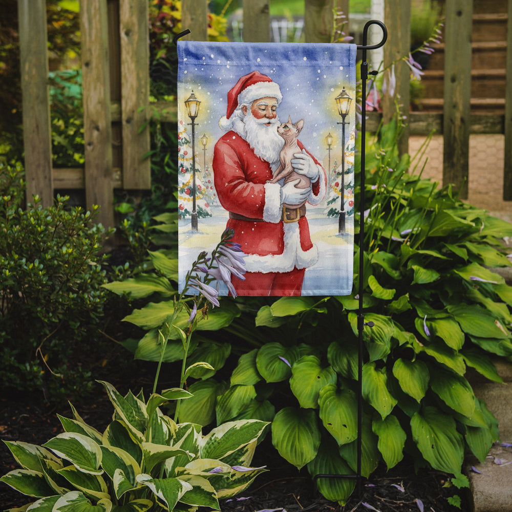 Sphynx Cat with Santa Claus Garden Flag Mailbox Decorative Yard Banner Outside Patio Artwork for Flower Beds, Garden Size, Multicolor