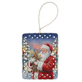 Ticked Tabby Brown Cat with Santa Claus Porcelain Ornament Christmas Tree Hanging Decorations for Home Christmas Holiday, Rectangle, Gift, Multicolor
