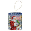 Amazon Parrot with Santa Claus Porcelain Ornament Christmas Tree Hanging Decorations for Home Christmas Holiday, Rectangle, Gift, Multicolor