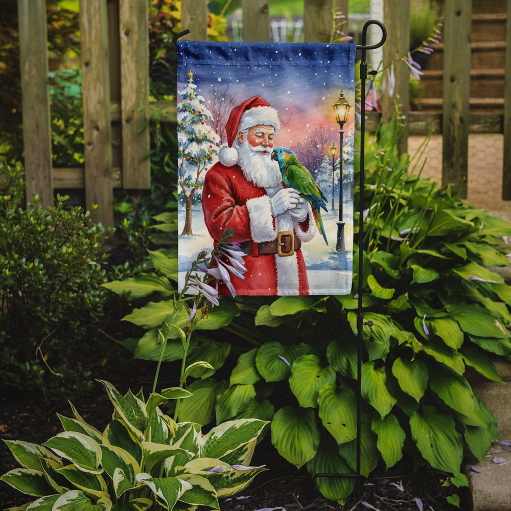 Amazon Parrot with Santa Claus Garden Flag Mailbox Decorative Yard Banner Outside Patio Artwork for Flower Beds, Garden Size, Multicolor