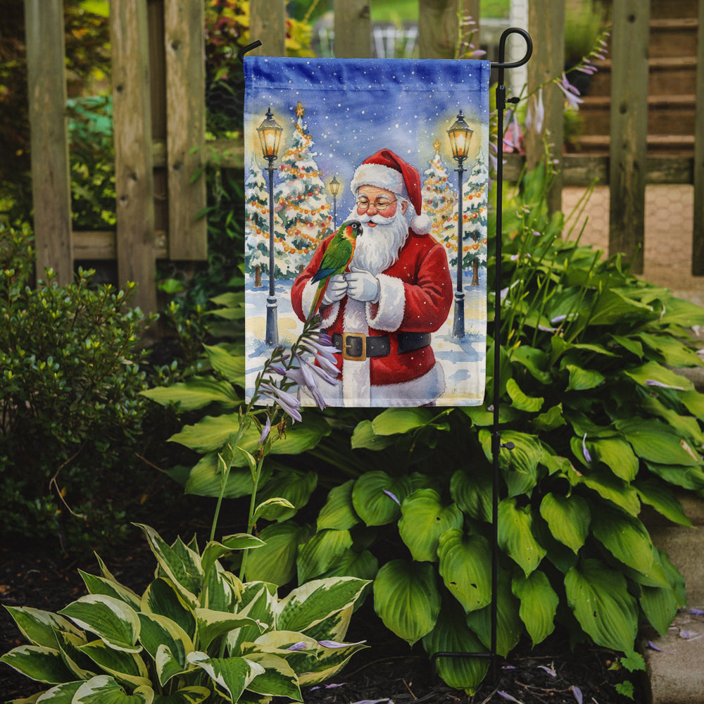 Black-Headed Caique with Santa Claus Garden Flag Mailbox Decorative Yard Banner Outside Patio Artwork for Flower Beds, Garden Size, Multicolor