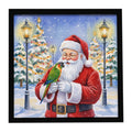 Black-Headed Caique with Santa Claus Framed Metal Print Bathroom, Kitchen, Office, Home Decor Wall Art Ready to Hang, Square, 8X8