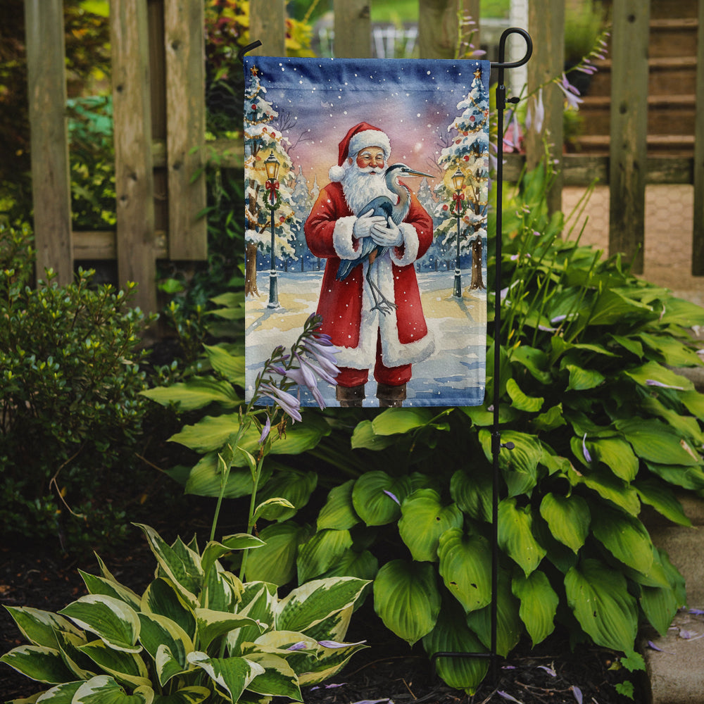 Blue Heron with Santa Claus Garden Flag Mailbox Decorative Yard Banner Outside Patio Artwork for Flower Beds, Garden Size, Multicolor