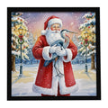 Blue Heron with Santa Claus Framed Metal Print Bathroom, Kitchen, Office, Home Decor Wall Art Ready to Hang, Square, 8X8