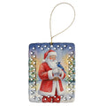 Blue Jay with Santa Claus Porcelain Ornament Christmas Tree Hanging Decorations for Home Christmas Holiday, Rectangle, Gift, Multicolor