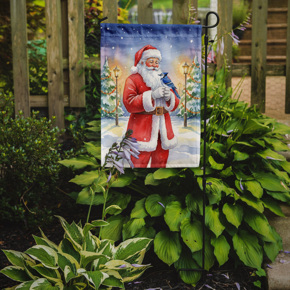 Blue Jay with Santa Claus Garden Flag Mailbox Decorative Yard Banner Outside Patio Artwork for Flower Beds, Garden Size, Multicolor