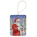 Blue Quaker with Santa Claus Porcelain Ornament Christmas Tree Hanging Decorations for Home Christmas Holiday, Rectangle, Gift, Multicolor