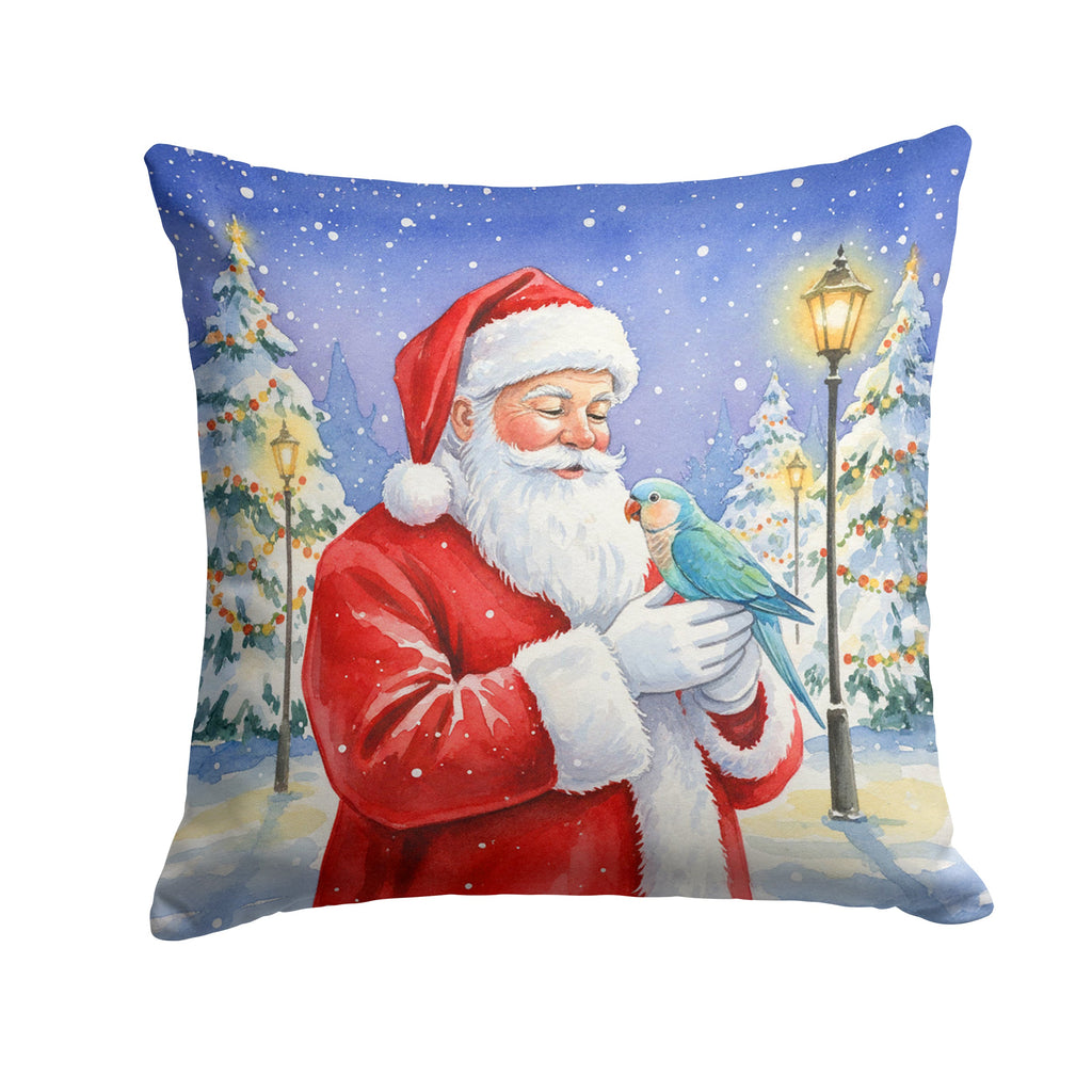 Blue Quaker with Santa Claus Decorative Throw Pillow 18x18 Indoor Outdoor Accent Cushion, Fabric Cover with Insert for Sofa, Bed, Porch & Living Room