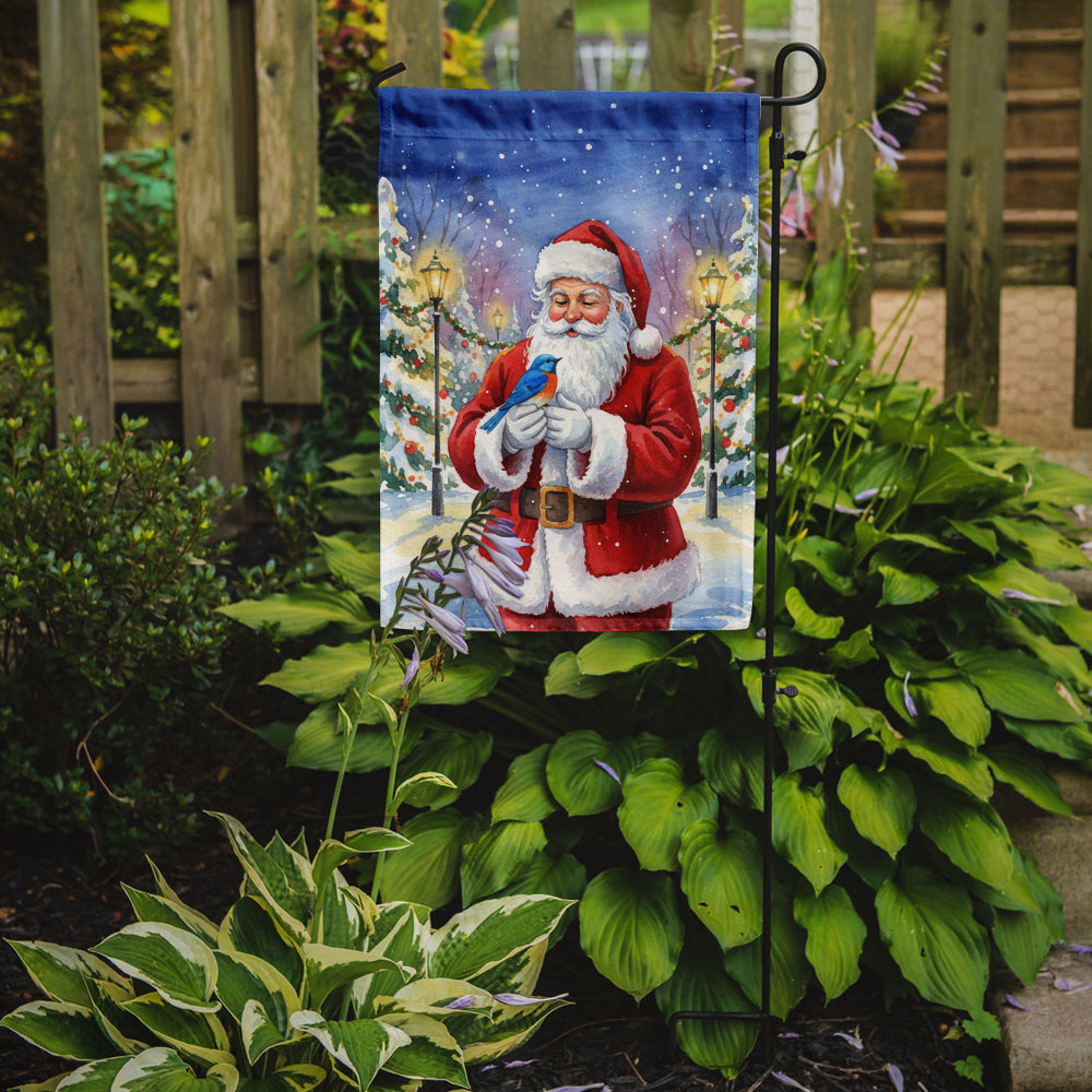Bluebird with Santa Claus Garden Flag Mailbox Decorative Yard Banner Outside Patio Artwork for Flower Beds, Garden Size, Multicolor