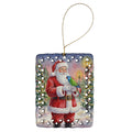 Blue Headed Pionus Parrot with Santa Claus Porcelain Ornament Christmas Tree Hanging Decorations for Home Christmas Holiday, Rectangle, Gift, Multicolor